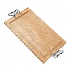 Tabua 48x28cm Em Madeira Para Churrasco Com 2 Pegadores De Boi